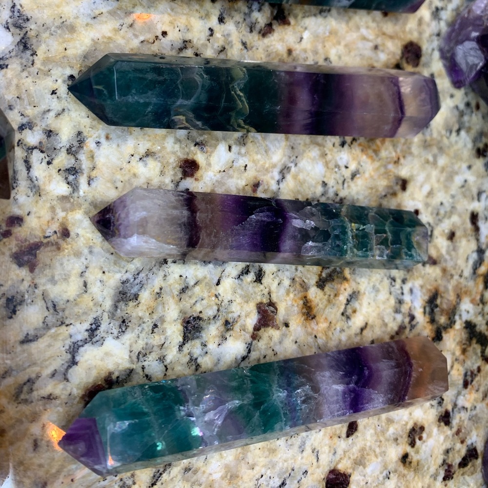 Authentic Flourite Massage Stones Double Point